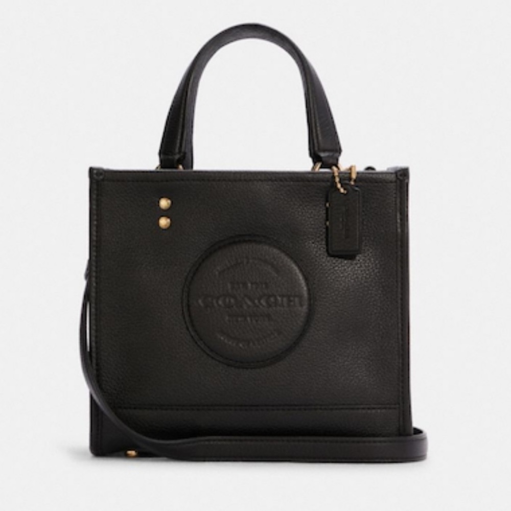 Coach Dempsey Tote 22 With Coach Patch Crossbody Handbag Bag Black - Picture 1 of 12